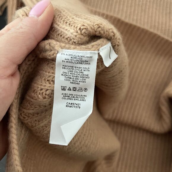 Ann Taylor Womens XS Sweater Dress Ribbed Knit Caramel Latte Pullover Tan 270 - Picture 7 of 7